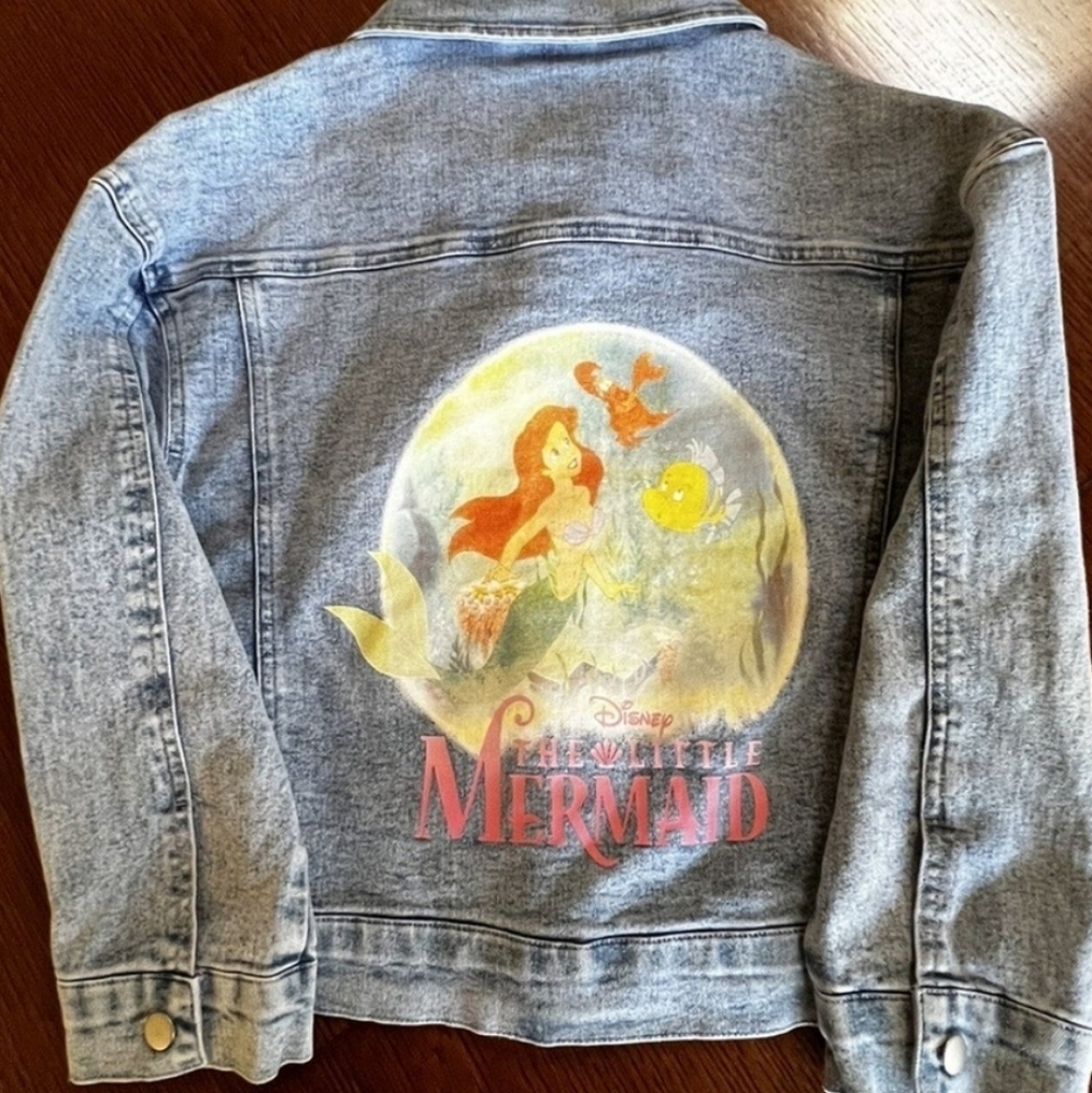 Disney The Little Mermaid Kids Denim Jacket Size XL